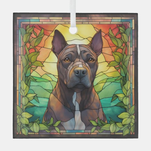 Amerikaanse Pit Bull Dog Glas Ornament (Voorkant)