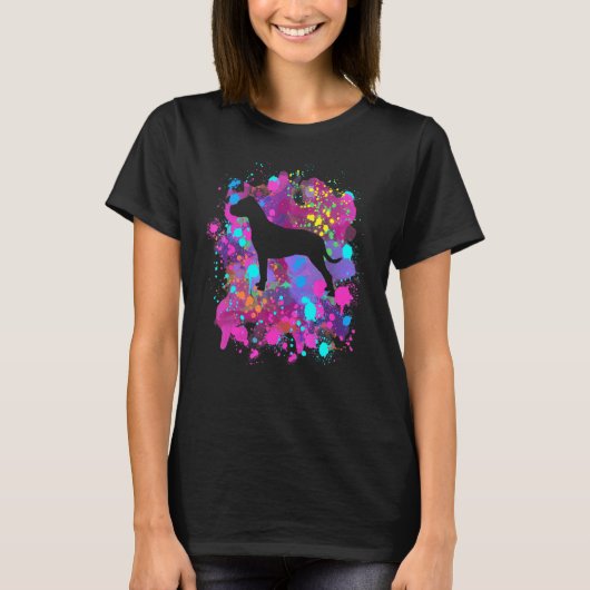 Amerikaanse Pit Bull Dog Pink Waterverf Splatter A T-shirt (Voorkant)