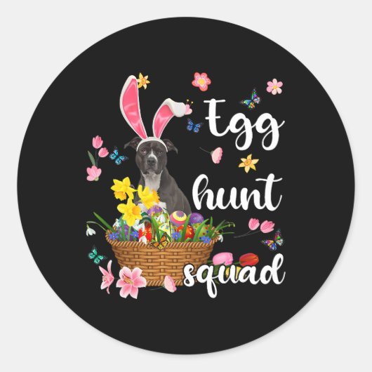 Amerikaanse Pit Bull Happy Easter Day Paaskleurig Ronde Sticker (Voorkant)