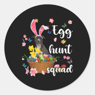 Amerikaanse Pit Bull Happy Easter Day Paaskleurig Ronde Sticker
