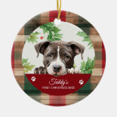 Amerikaanse Pit Bull Persoonlijke Kerstmis Keramisch Ornament (Voorkant)