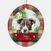 Amerikaanse Pit Bull Persoonlijke Kerstmis Keramisch Ornament (Links)