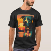  Amerikaanse Pit Bull Terrier 80s Sunset Retro T-shirt (Voorkant)