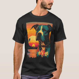  Amerikaanse Pit Bull Terrier 80s Sunset Retro T-shirt