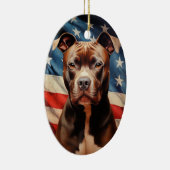 Amerikaanse Pit Bull Terrier Amerikaanse vlag Keramisch Ornament (Rechts)