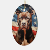 Amerikaanse Pit Bull Terrier Amerikaanse vlag Keramisch Ornament (Links)
