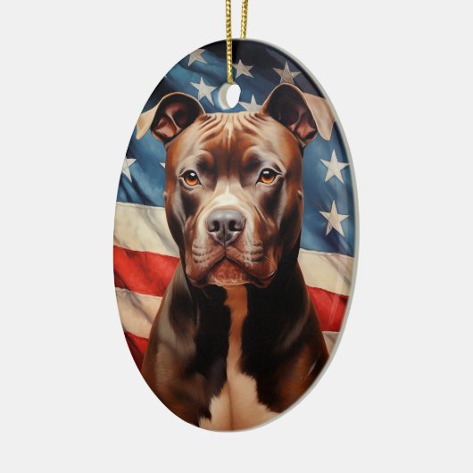 Amerikaanse Pit Bull Terrier Amerikaanse vlag Keramisch Ornament (Links)