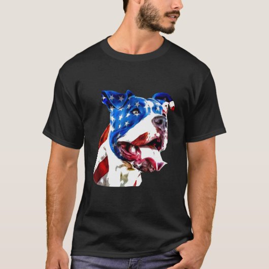 Amerikaanse Pit Bull Terrier Amerikaanse vlag Patr T-shirt (Voorkant)