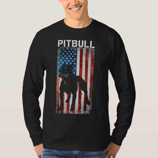 Amerikaanse Pit Bull Terrier Amerikaanse vlag Patr T-shirt (Voorkant)