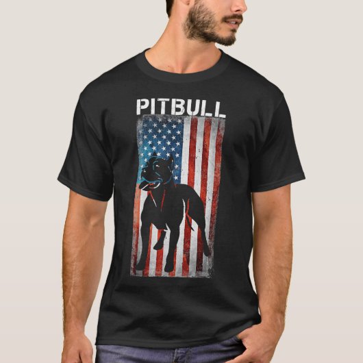 Amerikaanse Pit Bull Terrier Amerikaanse vlag Patr T-shirt (Voorkant)