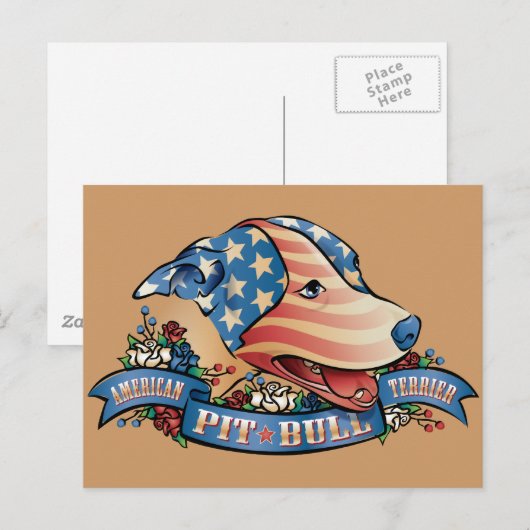 Amerikaanse Pit Bull Terrier Briefkaart (Voorkant / Achterkant)
