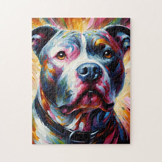 Amerikaanse Pit Bull Terrier Hond Acrylprint Legpuzzel (Verticaal)