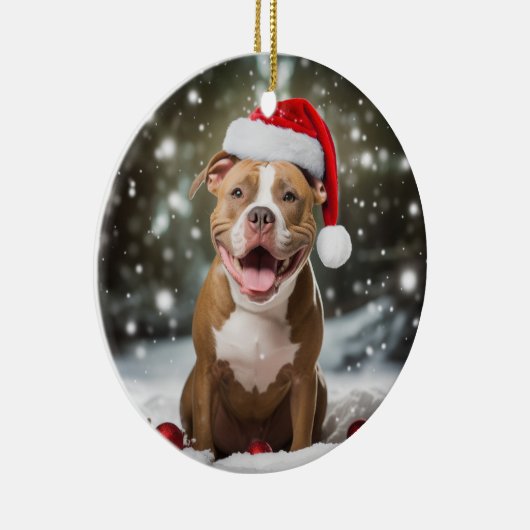Amerikaanse Pit Bull Terrier Hond Kerstmis Keepsak Keramisch Ornament (Rechts)