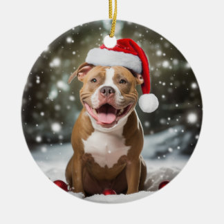Amerikaanse Pit Bull Terrier Hond Kerstmis Keepsak Keramisch Ornament