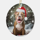 Amerikaanse Pit Bull Terrier Hond Kerstmis Keepsak Keramisch Ornament (Links)
