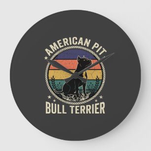 Amerikaanse Pit Bull Terrier Hond Vintage Zonsonde Grote Klok