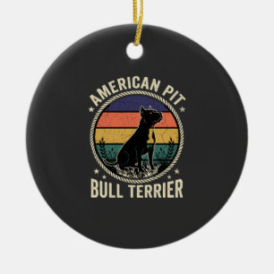 Amerikaanse Pit Bull Terrier Hond Vintage Zonsonde Keramisch Ornament