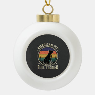 Amerikaanse Pit Bull Terrier Hond Vintage Zonsonde Keramische Bal Ornament