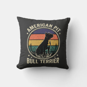 Amerikaanse Pit Bull Terrier Hond Vintage Zonsonde Kussen