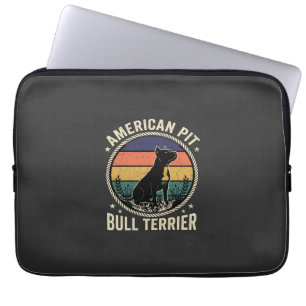Amerikaanse Pit Bull Terrier Hond Vintage Zonsonde Laptop Sleeve