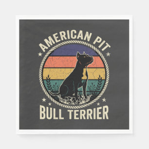 Amerikaanse Pit Bull Terrier Hond Vintage Zonsonde Servet