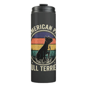 Amerikaanse Pit Bull Terrier Hond Vintage Zonsonde Thermosbeker