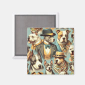  Amerikaanse Pit Bull Terrier Illustratie Magneet (Voorkant / Achterkant)