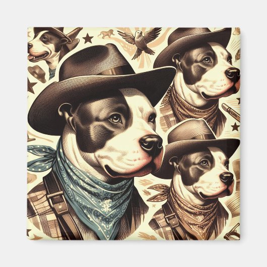 Amerikaanse Pit Bull Terrier Illustratie Magneet (Voorkant)