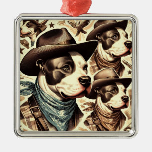 Amerikaanse Pit Bull Terrier Illustratie Metalen Ornament