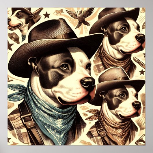  Amerikaanse Pit Bull Terrier Illustratie Poster (Voorkant)