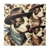 Amerikaanse Pit Bull Terrier Illustratie Tegeltje (Voorkant)