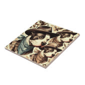  Amerikaanse Pit Bull Terrier Illustratie Tegeltje (Zijkant)