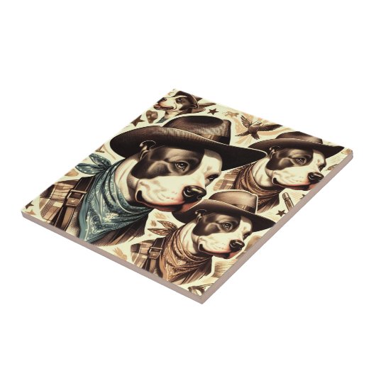  Amerikaanse Pit Bull Terrier Illustratie Tegeltje (Zijkant)