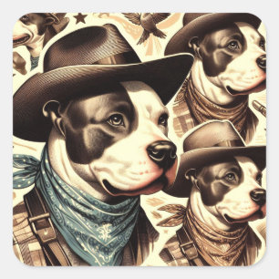 Amerikaanse Pit Bull Terrier Illustratie Vierkante Sticker