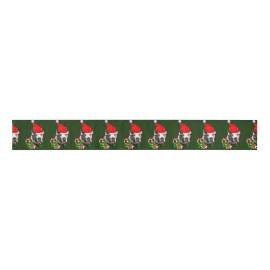 Amerikaanse Pit Bull Terrier-kerst Grosgrain Lint (Voorkant)