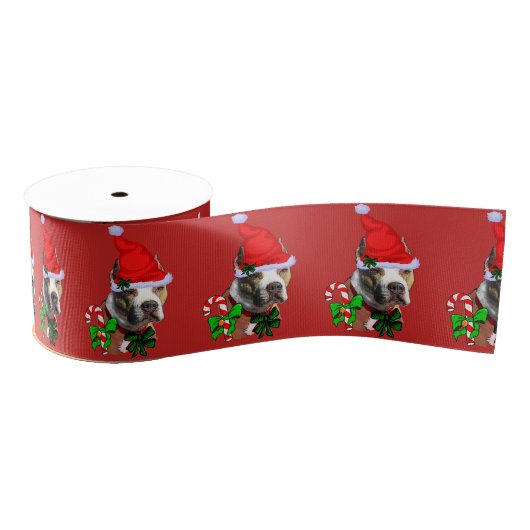 Amerikaanse Pit Bull Terrier-kerst Grosgrain Lint (Spoel)