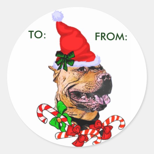 Amerikaanse Pit Bull Terrier-kerstcadeaus Ronde Sticker (Voorkant)
