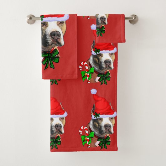 Amerikaanse Pit Bull Terrier Kerstmis Bad Handdoek (Insitu)