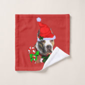 Amerikaanse Pit Bull Terrier Kerstmis Bad Handdoek (Wasdoekje)