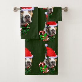 Amerikaanse Pit Bull Terrier Kerstmis Bad Handdoek