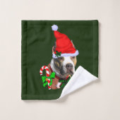 Amerikaanse Pit Bull Terrier Kerstmis Bad Handdoek (Wasdoekje)