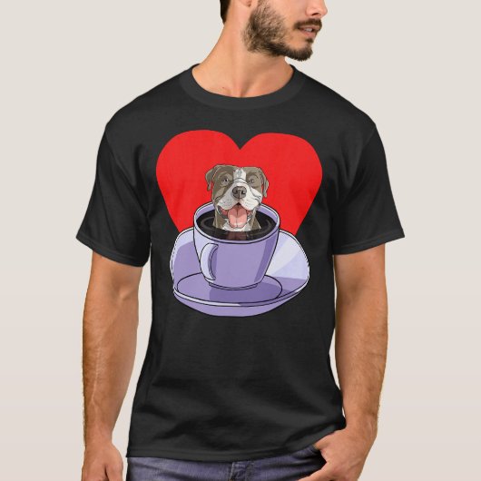 Amerikaanse Pit Bull Terrier Koffie T-shirt (Voorkant)