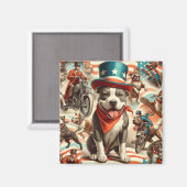 Amerikaanse Pit Bull Terrier Kunst Magneet (Voorkant / Achterkant)