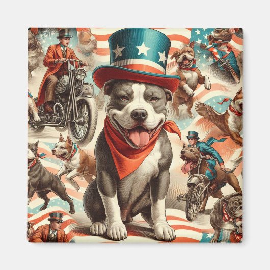 Amerikaanse Pit Bull Terrier Kunst Magneet (Voorkant)