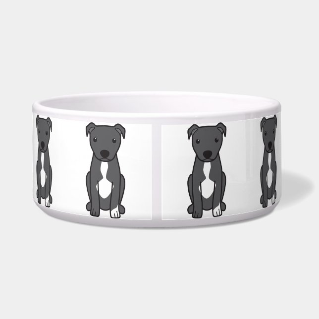 Amerikaanse Pit Bull Terrier (Natural Ears) Voerbakje (Achterkant)