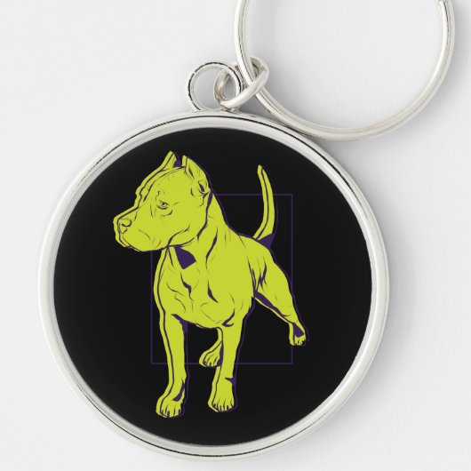 Amerikaanse Pit Bull Terrier Portret Sleutelhanger (Voorkant)