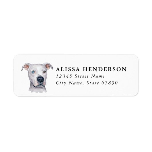 Amerikaanse Pit Bull Terrier Retouradreslabels Etiket (Voorkant)