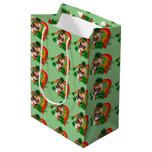 Amerikaanse Pit Bull Terrier Saint Patricks Day Medium Cadeauzakje (Voorkant Gekanteld)