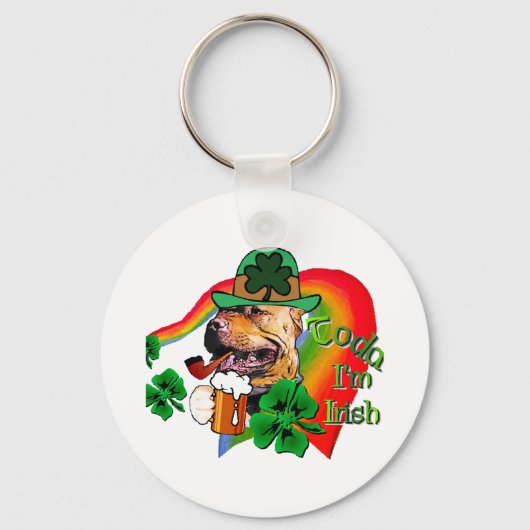 Amerikaanse Pit Bull Terrier St. Patricks Sleutelhanger (Voorkant)