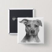 Amerikaanse Pit Bull Terrier Vierkante Button 5,1 Cm (Voorkant /achterkant)